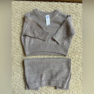 Cozy Tan Sweater Set for baby girl 0-3 months